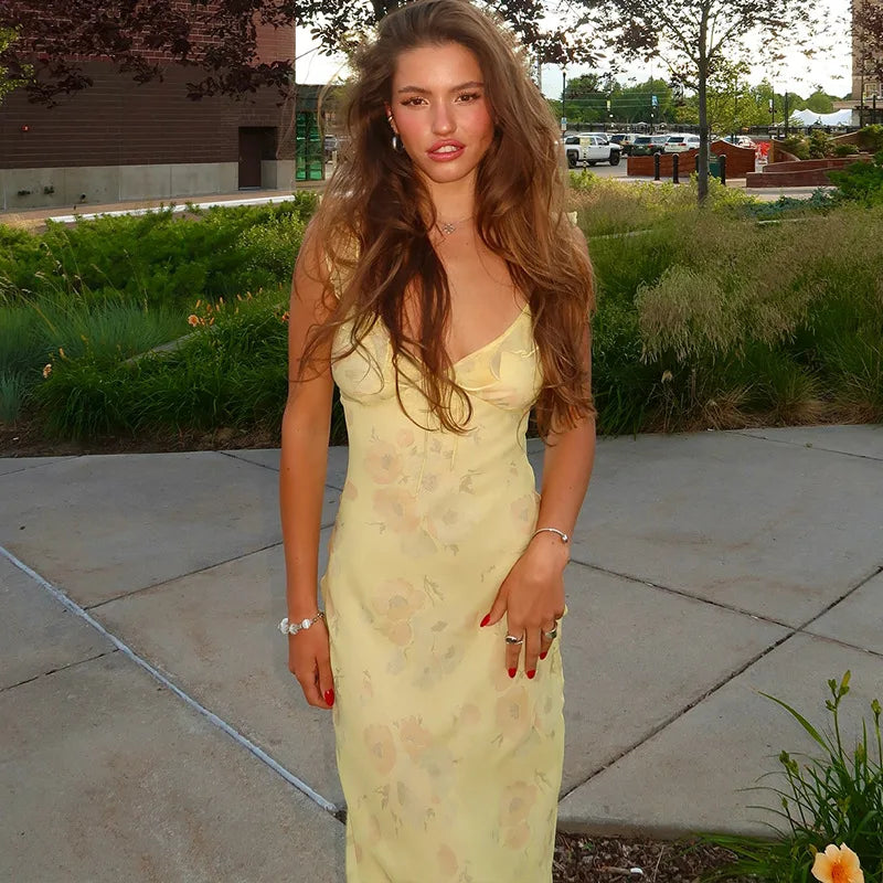 FloraLune™ Backless Maxi Dress