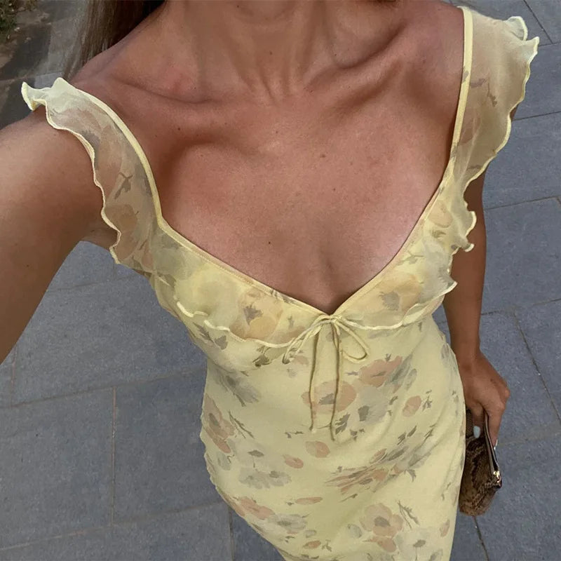 FloraLune™ Backless Maxi Dress