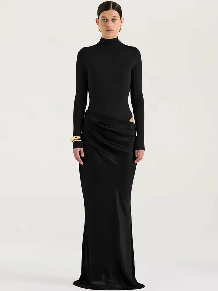 Velora™ Satin Hollow Maxi Dress