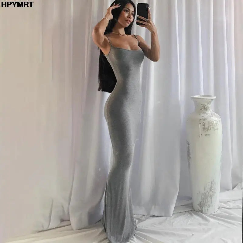 SilkAura™ Backless Maxi Dress