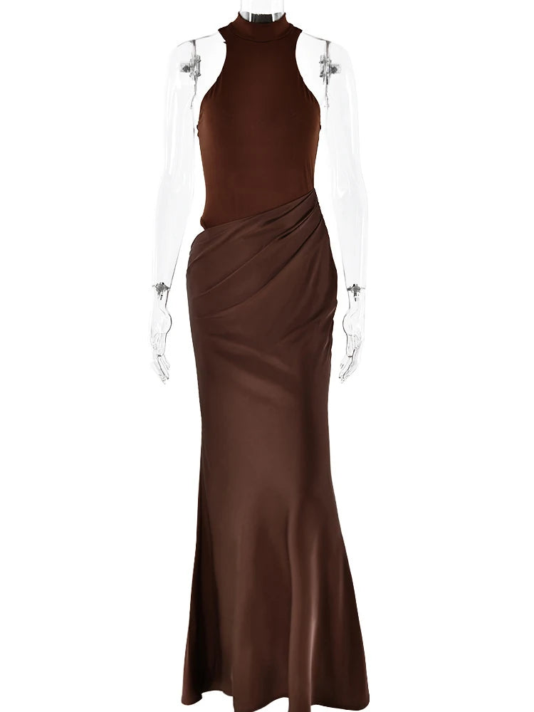 Velora™ Satin Hollow Maxi Dress