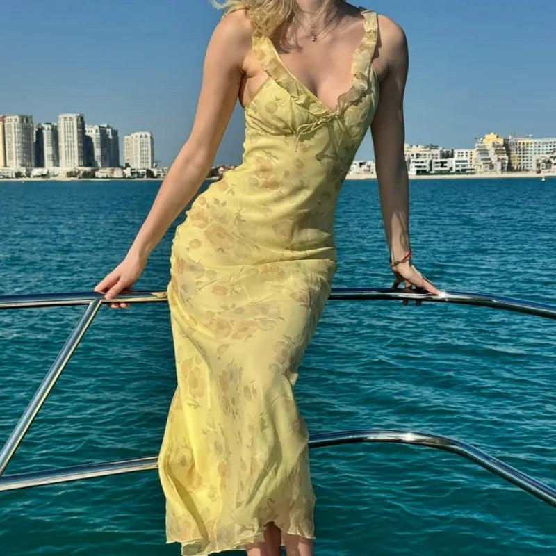 FloraLune™ Backless Maxi Dress