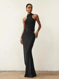 Velora™ Satin Hollow Maxi Dress