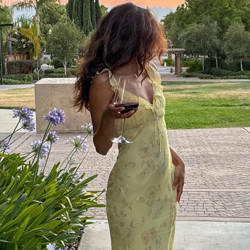 FloraLune™ Backless Maxi Dress